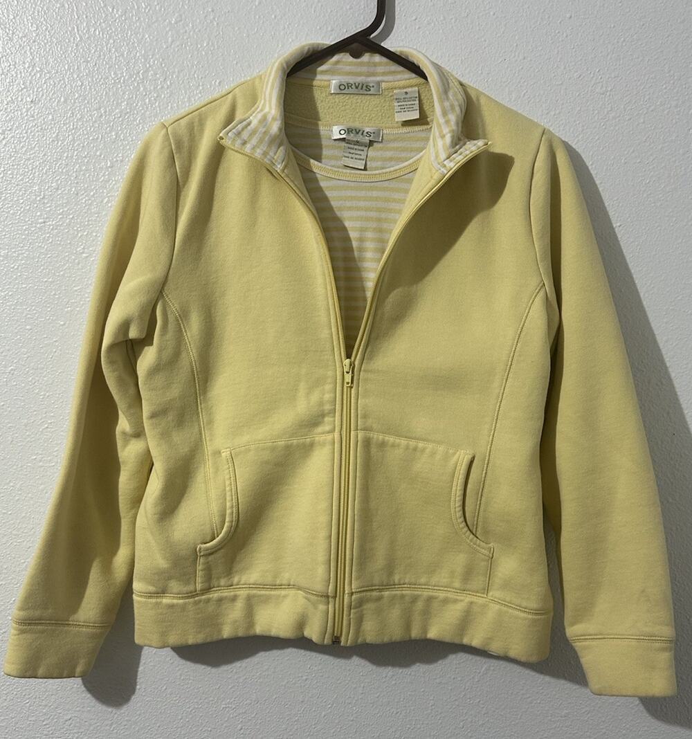 ORVIS Womens Small Full Zip Jacket With Long Sleeve Striped Shirt Combo 2 Piece